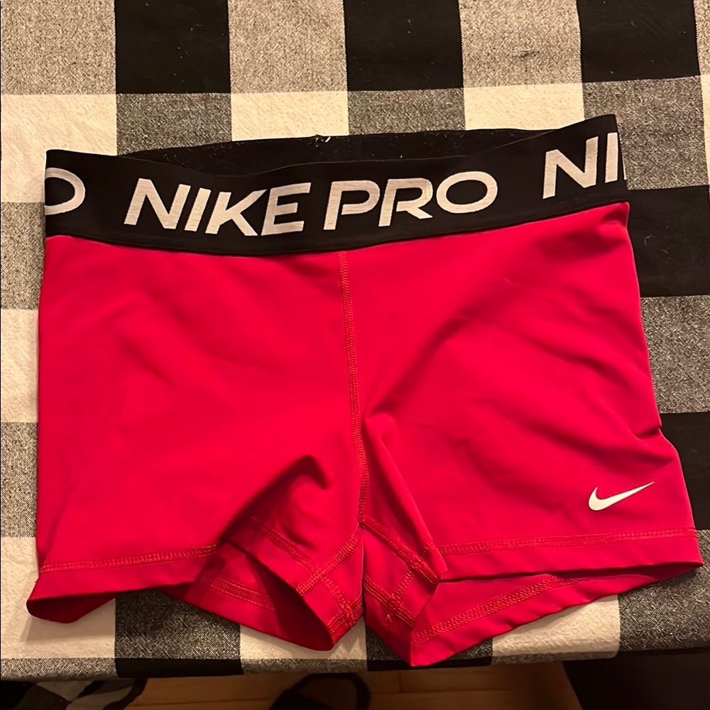 Nike Pro Shorts Red with Black Waistband